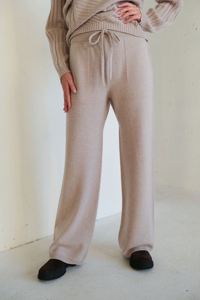 Viola Stils Fashion 3D knitwear Seamless Cashmere trousers wide leg