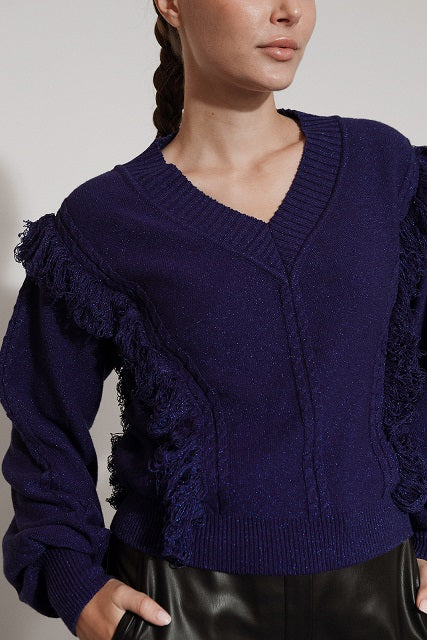 Viola Stils Fashion 3D knitwear Seamless Premium cashmere V-neck jumper