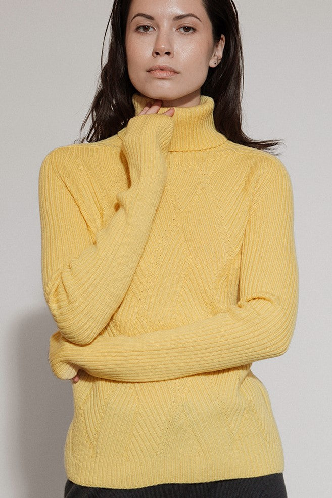 Viola Stils Fashion 3D knitwear Seamless Soft merino wool sweater roll neck