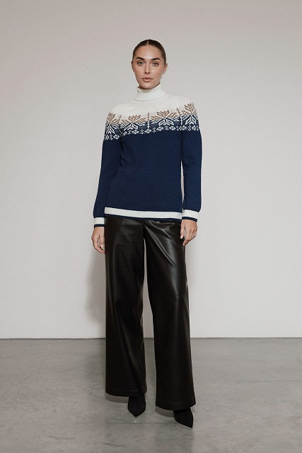 Viola Stils Fashion 3D knitwear Seamless Winter soft merino wool jacquard-knit sweater