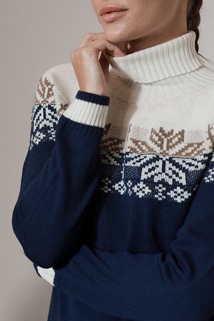Viola Stils Fashion 3D knitwear Seamless Winter soft merino wool jacquard-knit sweater