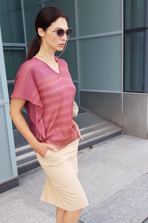 Viola Stils Summer Luxure Fashion 3D knitwear Seamless Chiffon Top