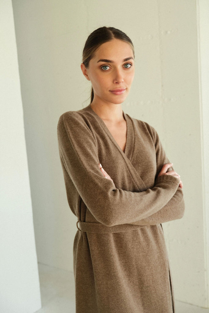 Viola Stils Fashion 3D knitwear Seamless Cashmere overlap dress-cardigan.