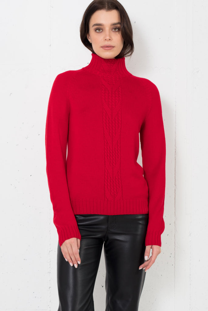 Viola Stils Soft merino wool sweater high neck collar in red