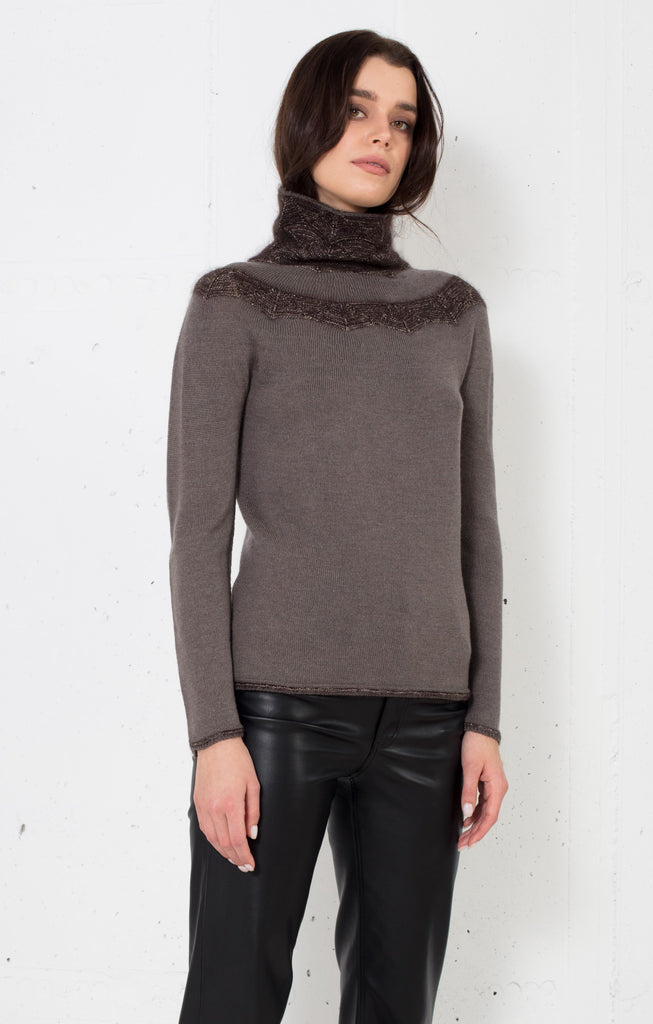 Viola Stils Winter elegant soft merino wool - silky mohair sweater high neck